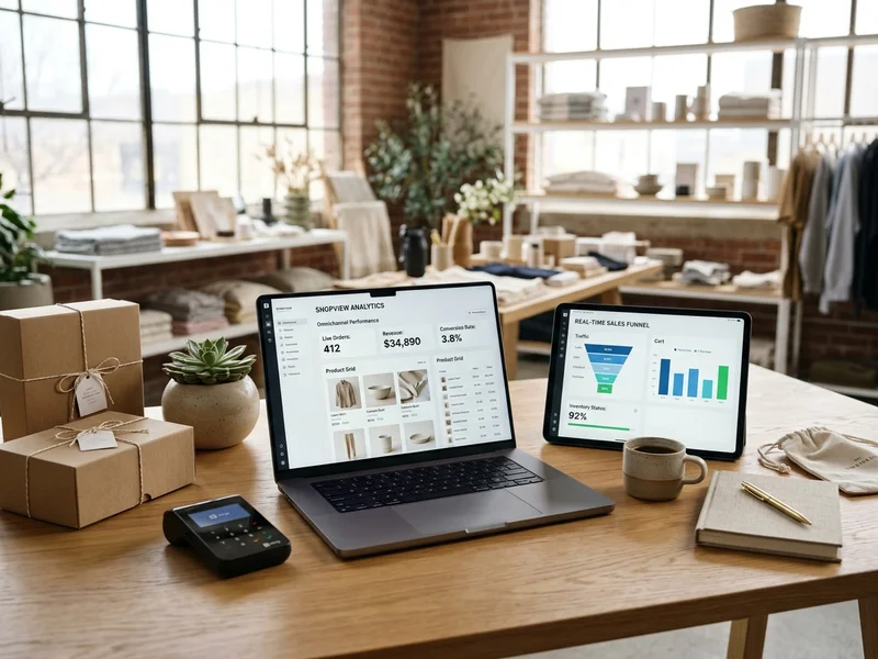 Online store product page shown on a phone and laptop with a shopping cart