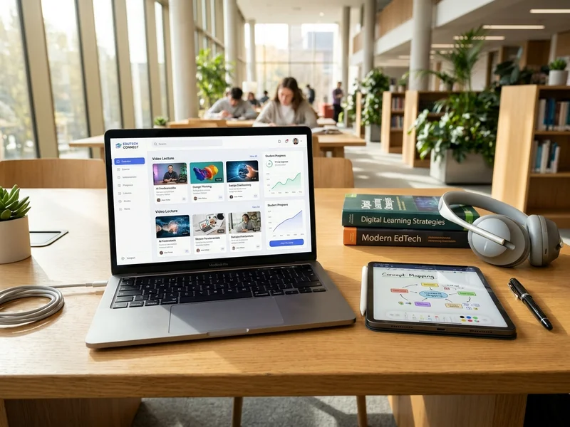 Students using a learning platform on a tablet in a classroom